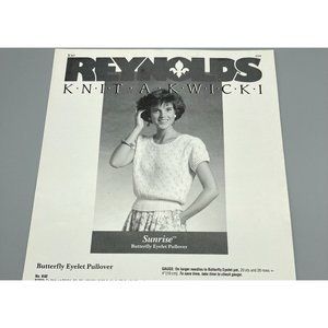 Vintage Patterns Reynolds Yarns Knit A Kwick I K40 Butterfly Eyelet Pullover